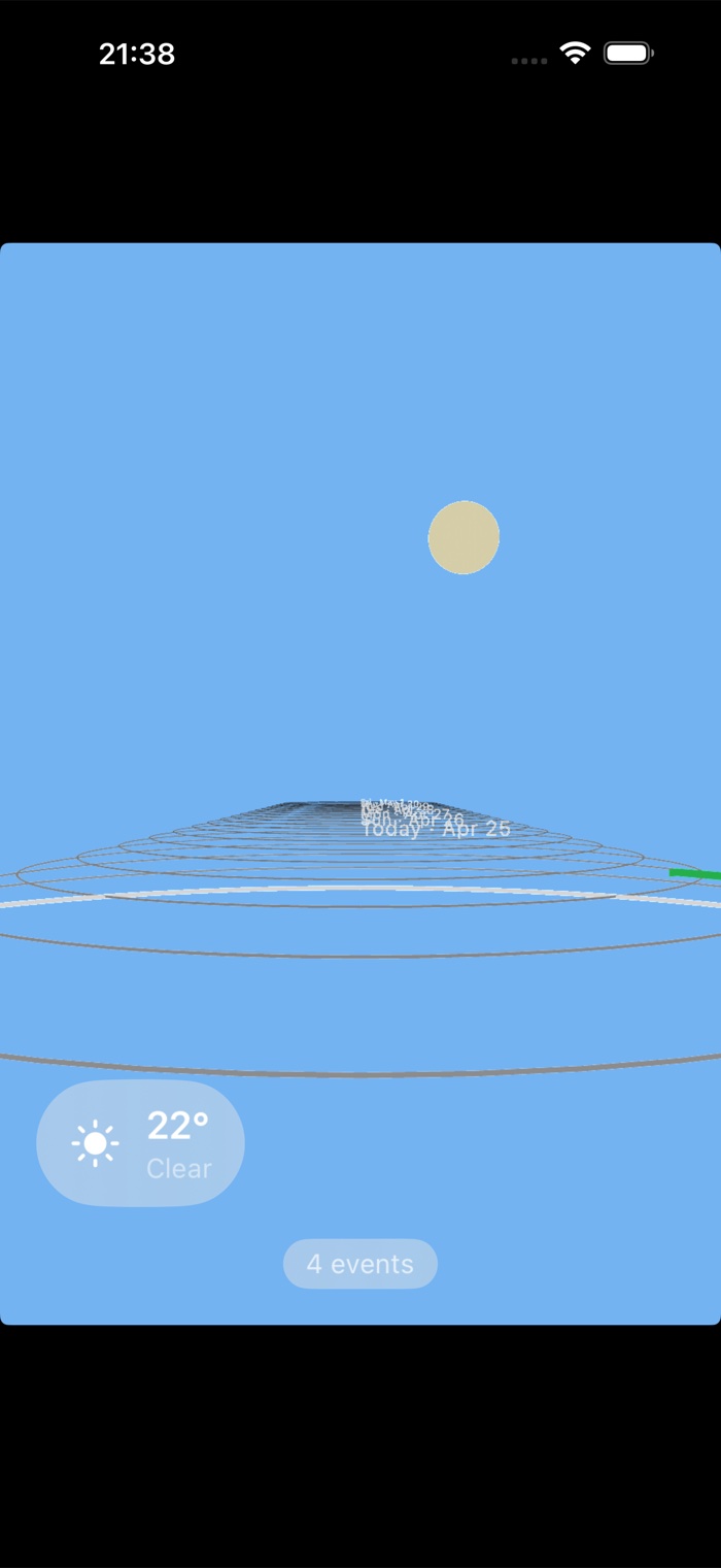 Cal3d spatial orrery view of the day